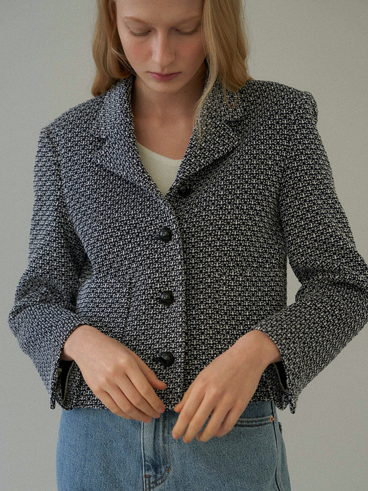 weaving tweed jacket [Italian fabric] (navy)