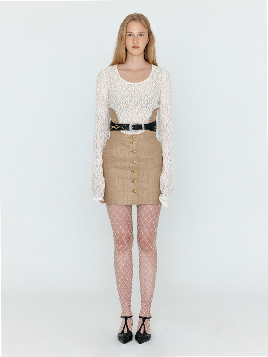 WEBRINA Corset High-Rise Mini Skirt - Camel