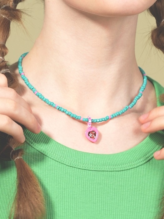 Swarovski heart stone color beads Necklace 스와로브스키 하트 스톤 팬던트 컬러 비즈 목걸이