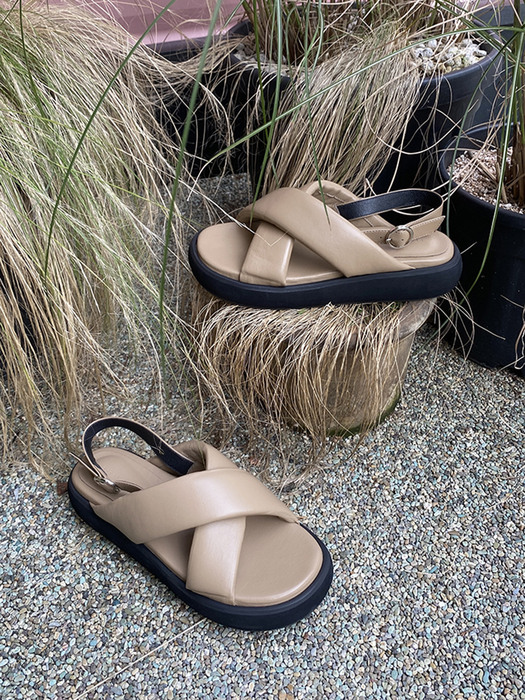 Aria Flatform Sandals Leather Beige