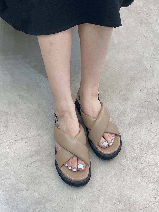 Aria Flatform Sandals Leather Beige