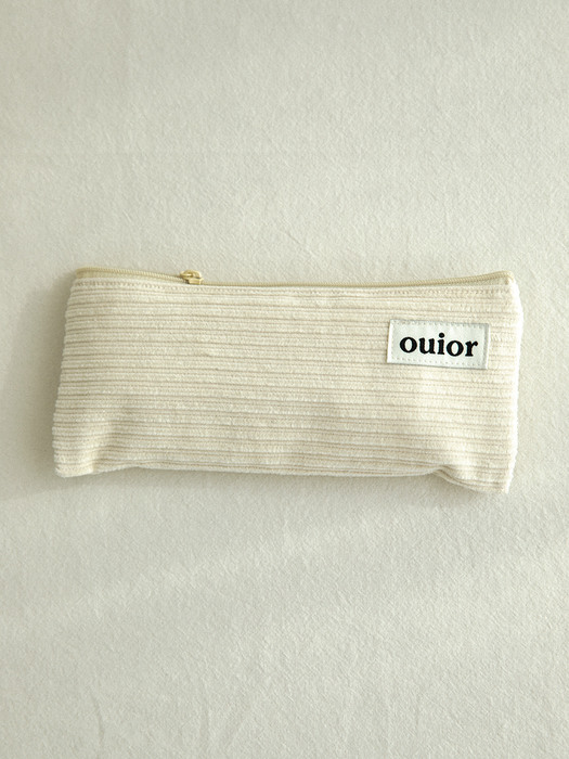 ouior flat pencil case - corduroy vanilla cream (topside zipper)