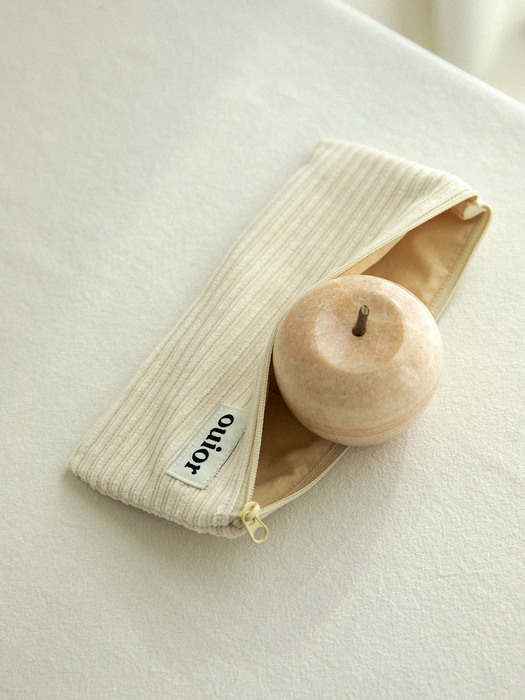 ouior flat pencil case - corduroy vanilla cream (topside zipper)