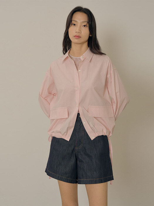 Back open  cotton shirt_pare pink