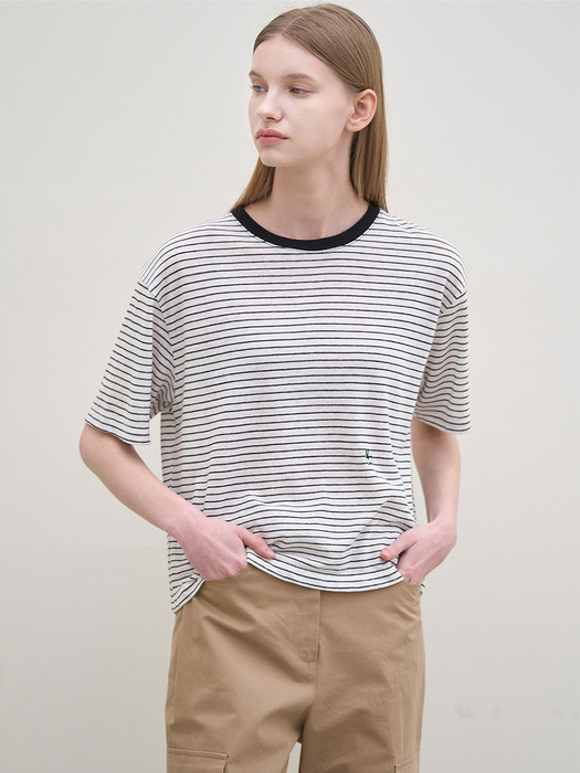 Linen Stripe T-shirt (White)