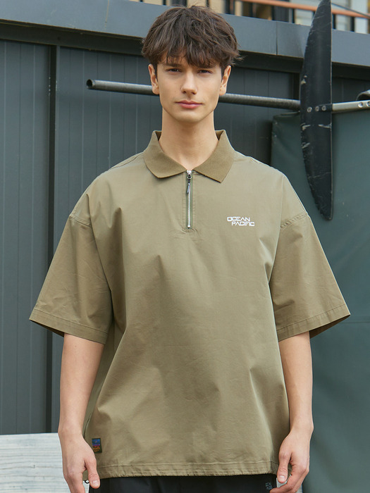 LAND C/N SPAN COLLAR HALF T-SHIRT [2 COLOR]