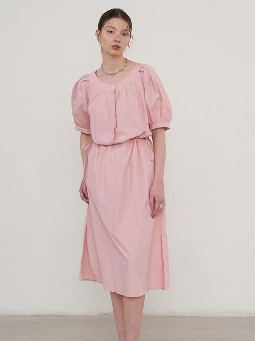 Suzy Volume String Dress (Blush Pink)