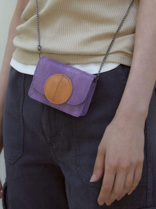 Macaron wallet mini bag purple beige
