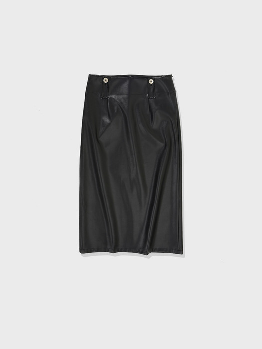 Vegan Leather Midi Skirt - 2Colors