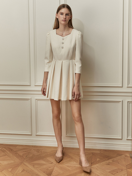 Tweed Flare Dress_Pearl Ivory