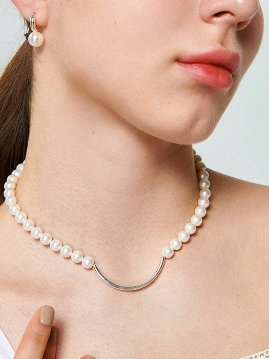U_Line Pearl Silver Necklace In466 [Silver]