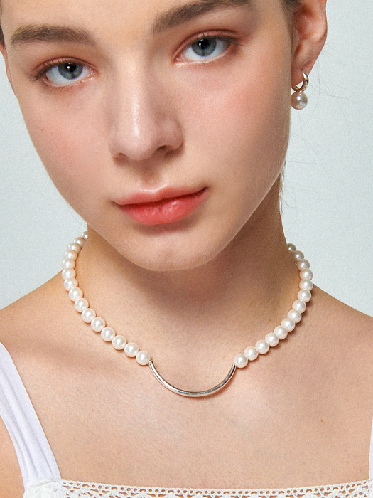 U_Line Pearl Silver Necklace In466 [Silver]