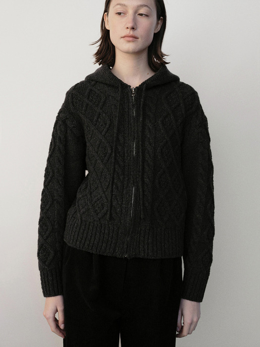 Picco Knitted Hoodie (Charcoal)