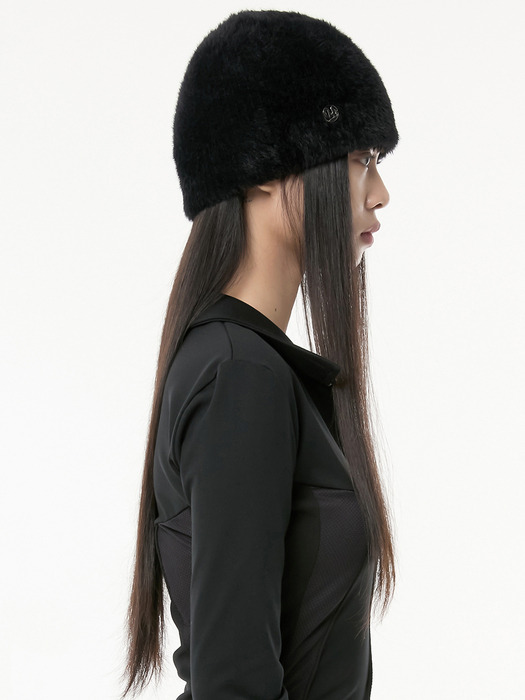 Fur Knit Beanie (FL-727_Black)