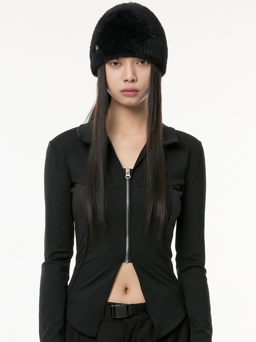 Fur Knit Beanie (FL-727_Black)