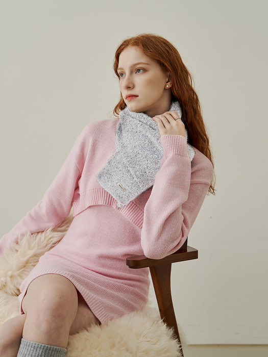 Sot basic crop bolero knit mini dress set - pink