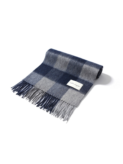 PATTERN VIRGIN WOOL MUFFLER_NAVY