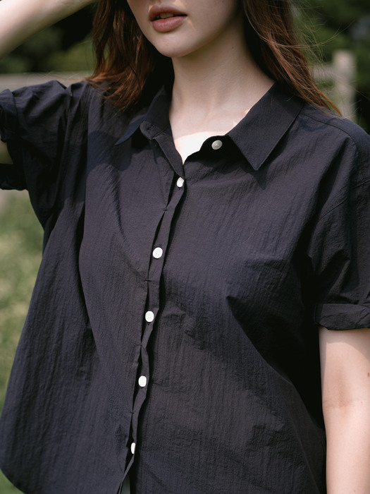 Half roll-up Shirt - Navy