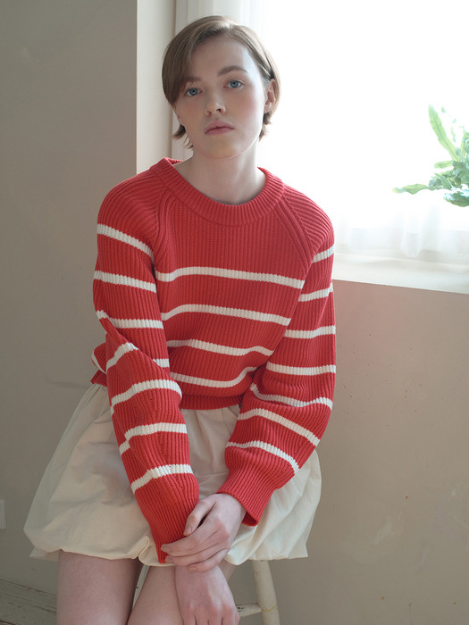 Stripe raglan Knit Pullover VC2412PO101M