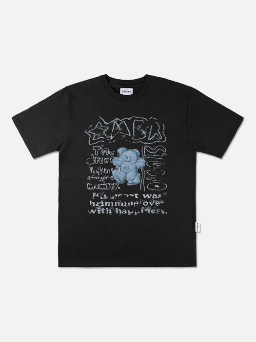 Blue bear in the dream Over fit T-Shirts AS1101 (Black)