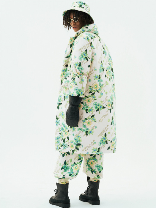 Floral Oversized  Puffer Long Jacket