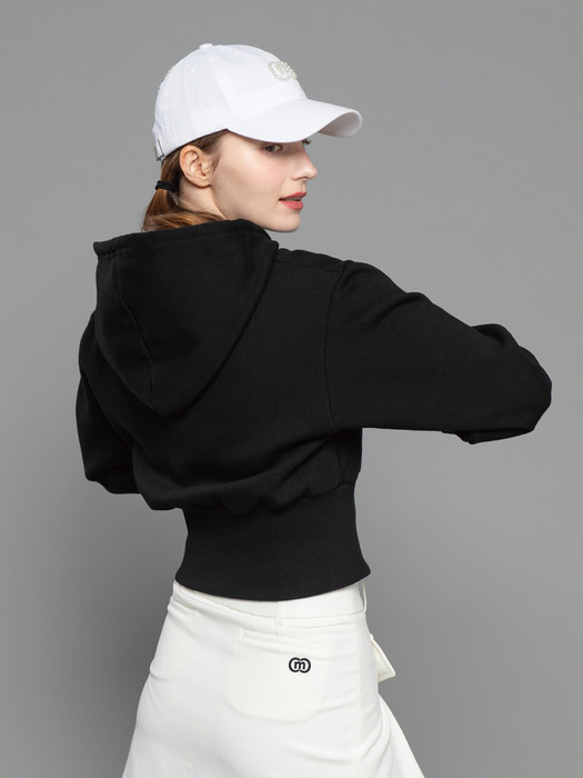 24SS  간절용 안기모 레귤러 핏 후드  블랙 크롭 스웻 셔츠