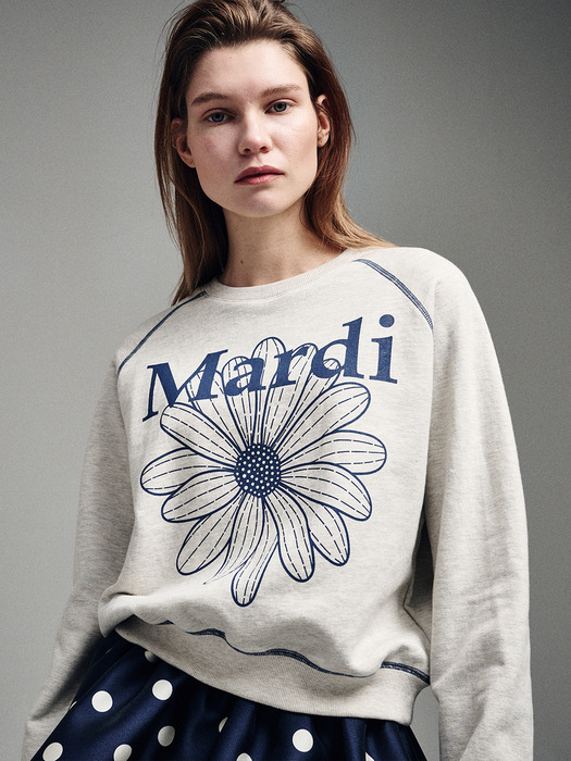 SWEATSHIRT RAGLAN FLOWERMARDI_OATMEAL BLUE