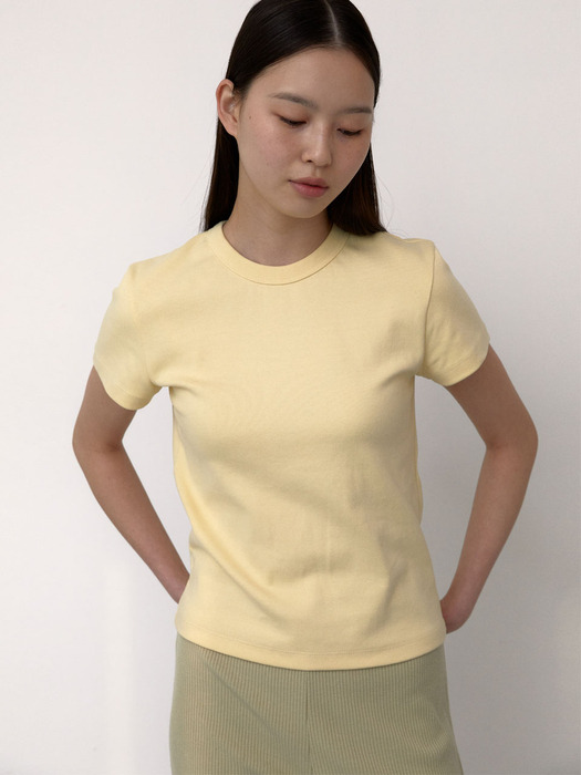 Cap Sleeve Round T-Shirts (Butter Yellow)