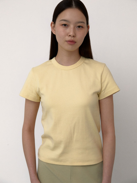 Cap Sleeve Round T-Shirts (Butter Yellow)