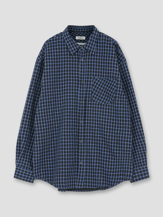 ueyama oversize checked shirt_blue