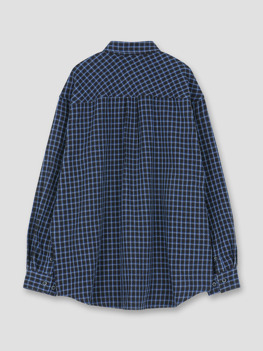 ueyama oversize checked shirt_blue