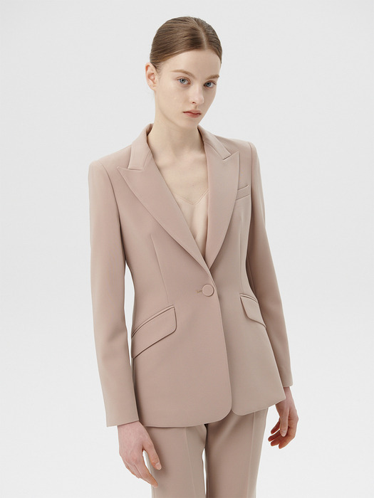 CLASSIC ONE-BUTTON JACKET - BEIGE