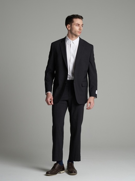 [M~5XL] Wool Blend Tapered Set-up Slacks_charcoal