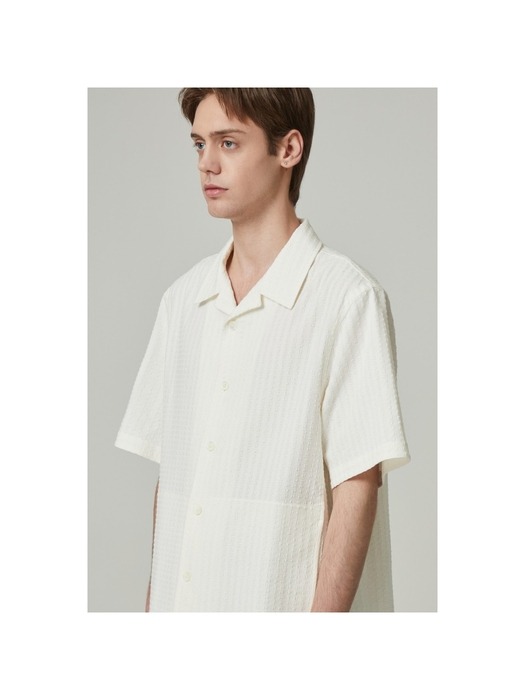 oversized stripe jacquard half shirt_CWSAM24305WHX
