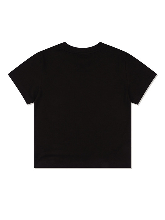 우먼즈 크롭 스판 로맨틱 로고 반소매 티셔츠 블랙(FCE2TS203W)