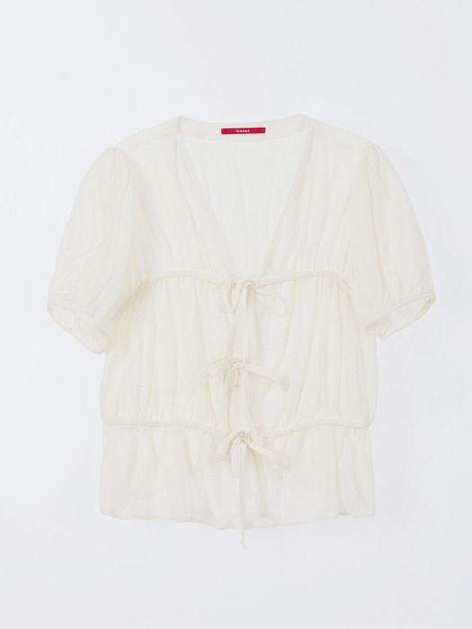 LOVELY CHECK RIBBON BLOUSE_2COLORS_IVORY