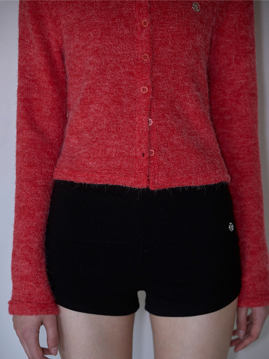 Mohair Round Cardigan [Rose Red]