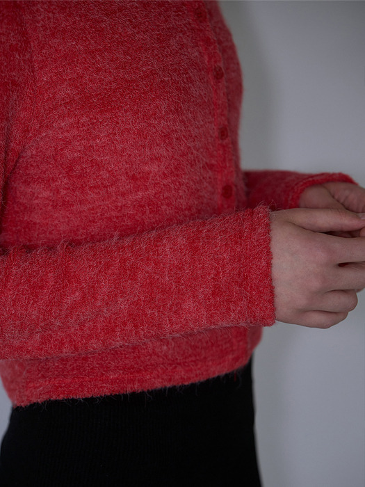 Mohair Round Cardigan [Rose Red]