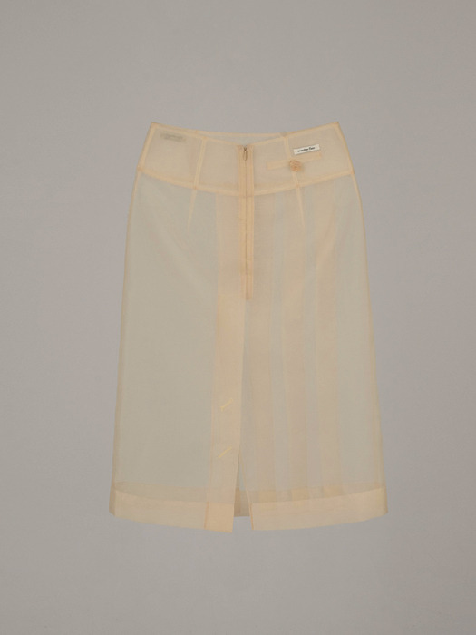 SHEER ORGANZA PLEATED SKIRT_PEACH CREAM