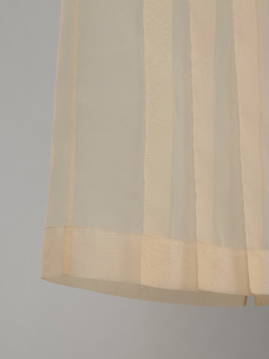 SHEER ORGANZA PLEATED SKIRT_PEACH CREAM