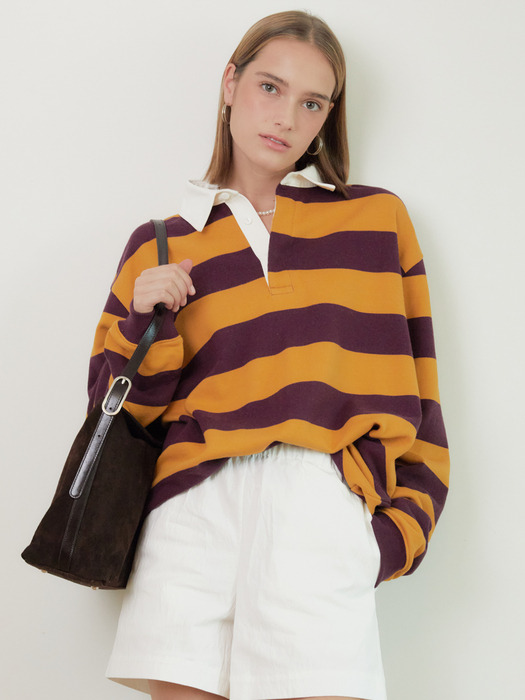 BOLD STRIPE RUGBY SHIRT (MUSTARD / PLUM)