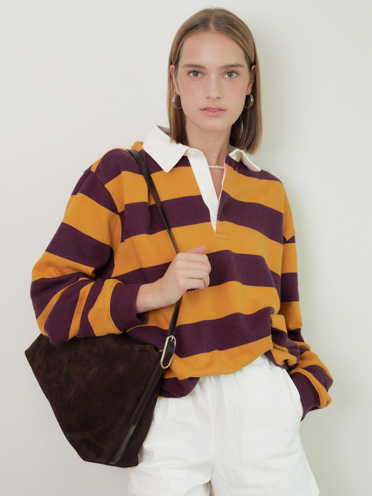 BOLD STRIPE RUGBY SHIRT (MUSTARD / PLUM)