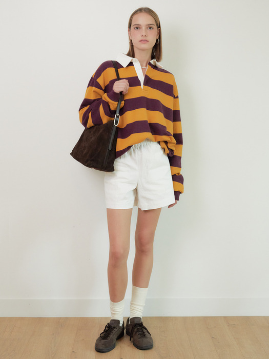 BOLD STRIPE RUGBY SHIRT (MUSTARD / PLUM)