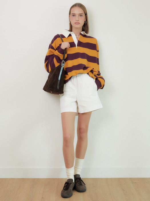 BOLD STRIPE RUGBY SHIRT (MUSTARD / PLUM)