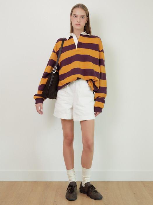 BOLD STRIPE RUGBY SHIRT (MUSTARD / PLUM)