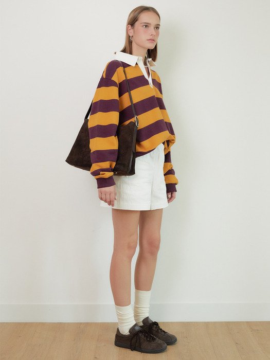 BOLD STRIPE RUGBY SHIRT (MUSTARD / PLUM)