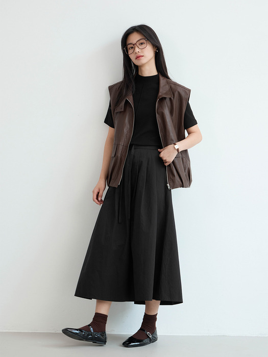 LS_Commuter pleated A-line long skirt