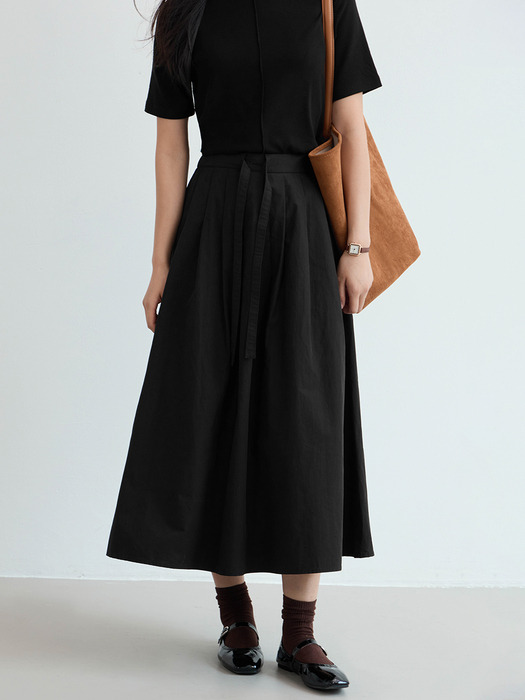 LS_Commuter pleated A-line long skirt