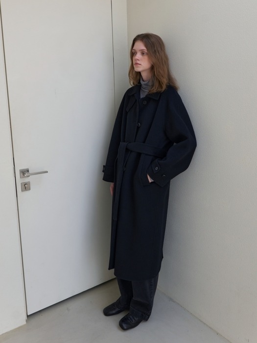 CASHMERE HANDMADE MAC TRENCH COAT BLACK