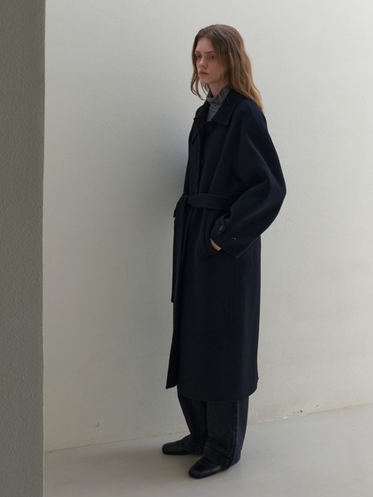 CASHMERE HANDMADE MAC TRENCH COAT BLACK